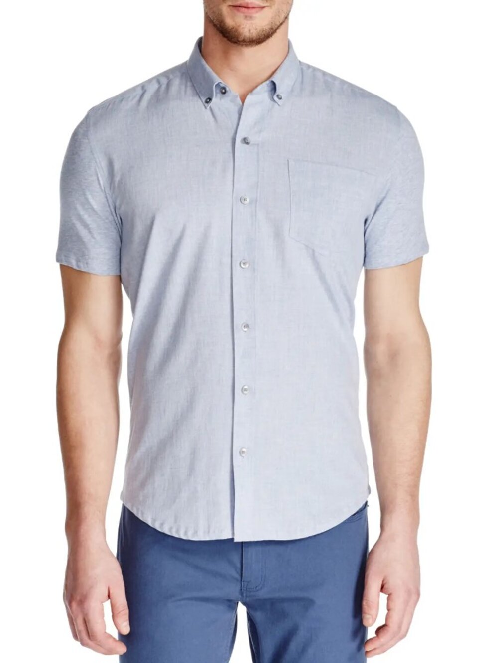 W.R.K Reworked Heather Light Blue Short Sleeve Shirt/8194